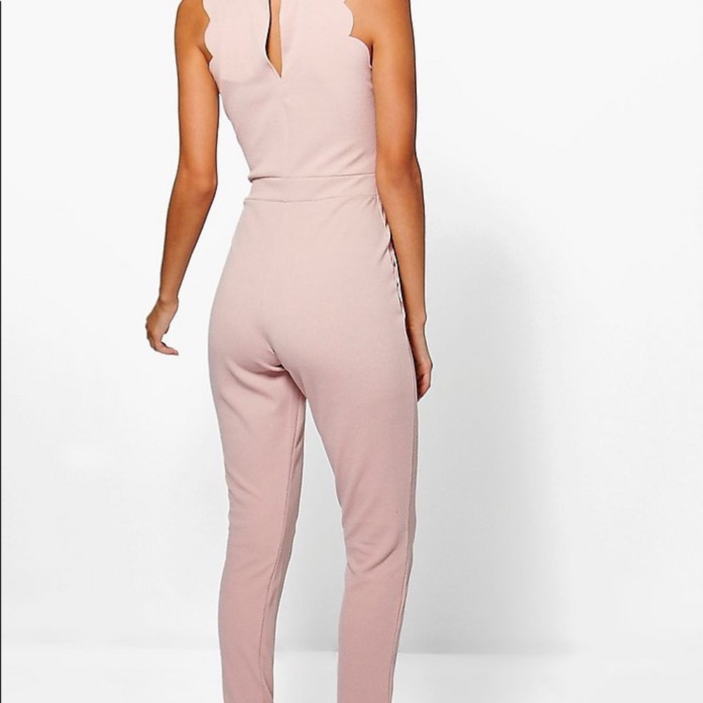 Dusty pink Boohoo Tall Scalloped Jumpsuit